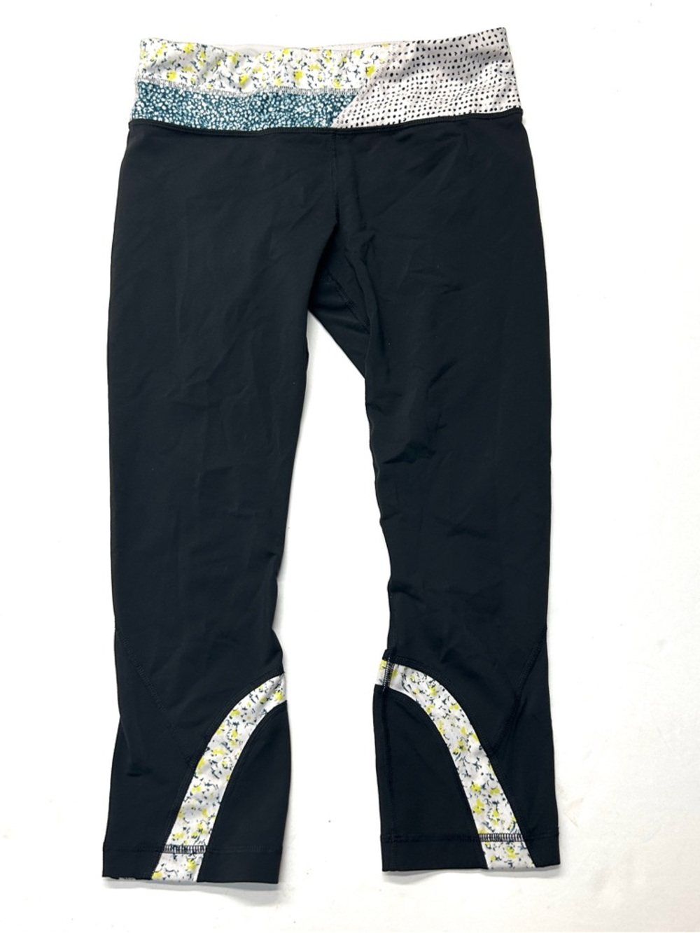 Lululemon Athletica Run Inspire Quilt Patchwork Black Fresh Fleur Leggings Crop - Picture 5 of 10